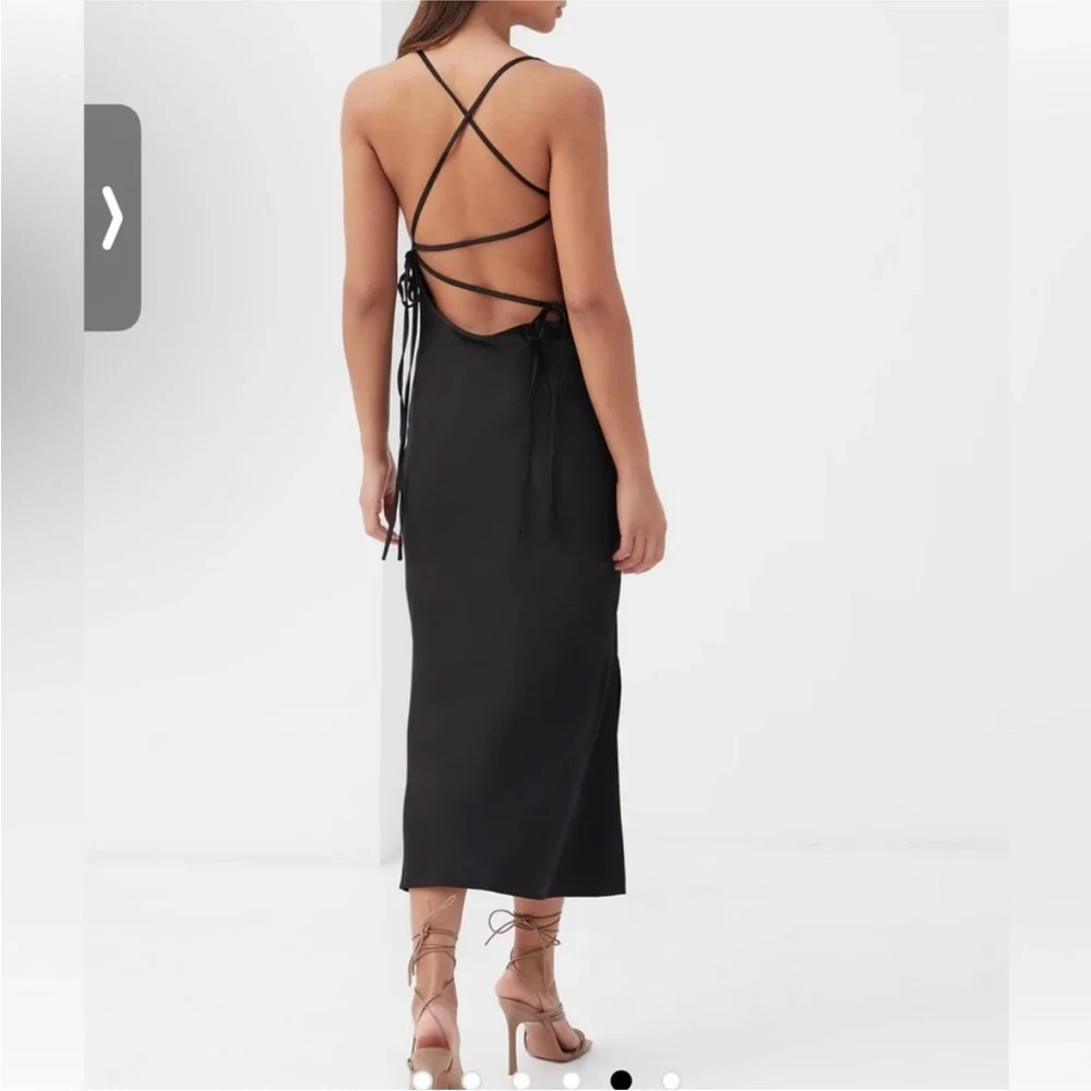 Black Satin Midi dress - Picture 2 of 7